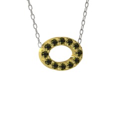 Nola Elips Kolye - Peridot 18 ayar altın kolye (40 cm beyaz altın rolo zincir) #19n32px