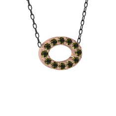 Nola Elips Kolye - Peridot 14 ayar rose altın kolye (40 cm gümüş rolo zincir) #1soem71