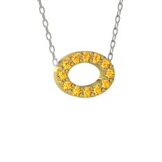 Nola Elips Kolye - Sitrin 18 ayar altın kolye (40 cm beyaz altın rolo zincir) #1yqz2hz