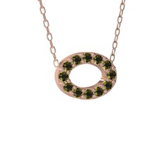 Nola Elips Kolye - Peridot 925 ayar rose altın kaplama gümüş kolye (40 cm rose altın rolo zincir) #jdtt0l