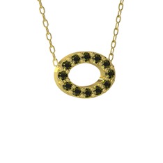Nola Elips Kolye - Peridot 8 ayar altın kolye (40 cm altın rolo zincir) #w27bem