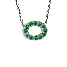 Nola Elips Kolye - Yeşil kuvars 8 ayar beyaz altın kolye (40 cm gümüş rolo zincir) #wyglcr