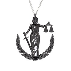 Adalet Kolye - 925 ayar siyah rodyum kaplama gümüş kolye (40 cm beyaz altın rolo zincir) #yfx7pd