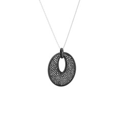 Kai Kolye - 925 ayar siyah rodyum kaplama gümüş kolye (40 cm beyaz altın rolo zincir) #s7wafh
