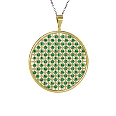 Petek Kolye - Yeşil kuvars 925 ayar altın kaplama gümüş kolye (40 cm gümüş rolo zincir) #1lfbxma