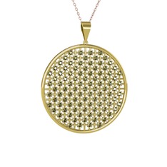 Petek Kolye - Peridot 925 ayar altın kaplama gümüş kolye (40 cm rose altın rolo zincir) #1pa4oet