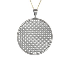 Petek Kolye - Swarovski 18 ayar beyaz altın kolye (40 cm altın rolo zincir) #ae9yno