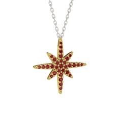 Kutup Yıldızı Kolye - Garnet 18 ayar altın kolye (40 cm beyaz altın rolo zincir) #11r4mrx