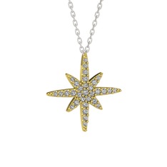 Kutup Yıldızı Kolye - Swarovski 14 ayar altın kolye (40 cm gümüş rolo zincir) #1210i40