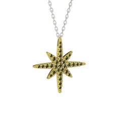 Kutup Yıldızı Kolye - Peridot 18 ayar altın kolye (40 cm beyaz altın rolo zincir) #12j4quy