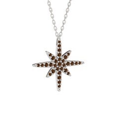 Kutup Yıldızı Kolye - Dumanlı kuvars 925 ayar gümüş kolye (40 cm beyaz altın rolo zincir) #19h1qpx