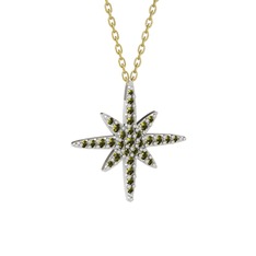 Kutup Yıldızı Kolye - Peridot 925 ayar gümüş kolye (40 cm altın rolo zincir) #1c2mbht