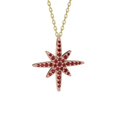 Kutup Yıldızı Kolye - Garnet 18 ayar rose altın kolye (40 cm gümüş rolo zincir) #1c9h8i1