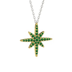 Kutup Yıldızı Kolye - Yeşil kuvars 14 ayar altın kolye (40 cm beyaz altın rolo zincir) #1cr0o5s