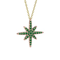 Kutup Yıldızı Kolye - Yeşil kuvars 8 ayar rose altın kolye (40 cm gümüş rolo zincir) #1l45200