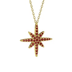 Kutup Yıldızı Kolye - Garnet 8 ayar altın kolye (40 cm altın rolo zincir) #1l5a9ni