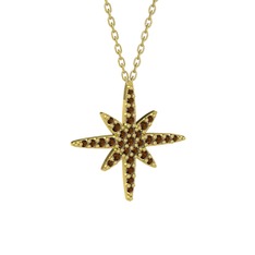 Kutup Yıldızı Kolye - Dumanlı kuvars 18 ayar altın kolye (40 cm altın rolo zincir) #1p677n0