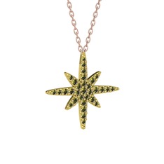 Kutup Yıldızı Kolye - Peridot 18 ayar altın kolye (40 cm rose altın rolo zincir) #1vtm0xz
