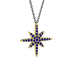 Kutup Yıldızı Kolye - Lab safir 925 ayar altın kaplama gümüş kolye (40 cm gümüş rolo zincir) #47ttqr