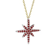 Kutup Yıldızı Kolye - Garnet 18 ayar beyaz altın kolye (40 cm gümüş rolo zincir) #bv45dy