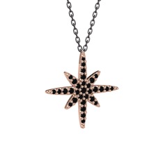 Kutup Yıldızı Kolye - Siyah zirkon 18 ayar rose altın kolye (40 cm gümüş rolo zincir) #fxhb0e