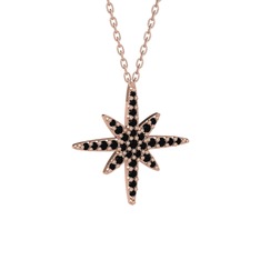 Kutup Yıldızı Kolye - Siyah zirkon 18 ayar rose altın kolye (40 cm gümüş rolo zincir) #lrfpm0