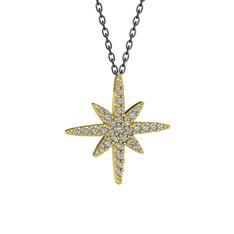 Kutup Yıldızı Kolye - Beyaz zirkon 14 ayar altın kolye (40 cm gümüş rolo zincir) #plzmcn