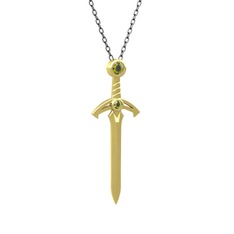 Kılıç Kolye - Peridot 8 ayar altın kolye (40 cm gümüş rolo zincir) #1usjs7j