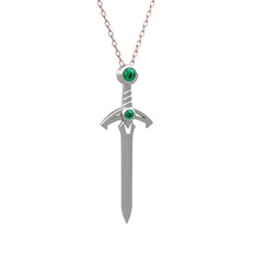Kılıç Kolye - Yeşil kuvars 925 ayar gümüş kolye (40 cm gümüş rolo zincir) #fosnub