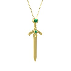 Kılıç Kolye - Yeşil kuvars 8 ayar altın kolye (40 cm altın rolo zincir) #gcmrvu