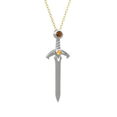 Kılıç Kolye - Dumanlı kuvars ve sitrin 925 ayar gümüş kolye (40 cm altın rolo zincir) #lsmkf5