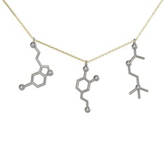 Mutluluk Hormonları Kolye - 14 ayar beyaz altın kolye (50 cm altın rolo zincir) #14q3842