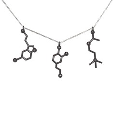 Mutluluk Hormonları Kolye - 925 ayar siyah rodyum kaplama gümüş kolye (50 cm beyaz altın rolo zincir) #1f5gtg8