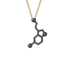 Serotonin Kolye - 925 ayar siyah rodyum kaplama gümüş kolye (40 cm altın rolo zincir) #1af712k