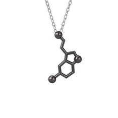 Serotonin Kolye - 925 ayar siyah rodyum kaplama gümüş kolye (40 cm beyaz altın rolo zincir) #fitjgd