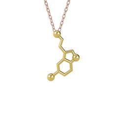 Serotonin Kolye - 925 ayar altın kaplama gümüş kolye (40 cm rose altın rolo zincir) #fpat97