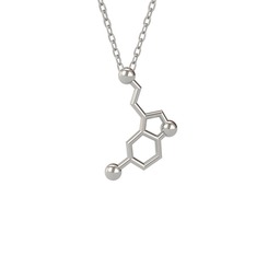 Serotonin Kolye - 18 ayar beyaz altın kolye (40 cm beyaz altın rolo zincir) #zdhnew