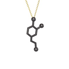 Dopamin Kolye - 925 ayar siyah rodyum kaplama gümüş kolye (40 cm altın rolo zincir) #glqn19