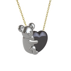 Koala Kalp Kolye - 14 ayar beyaz altın kolye (40 cm gümüş rolo zincir) #14h9jje