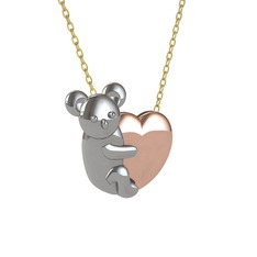 Koala Kalp Kolye - 14 ayar beyaz altın kolye (40 cm gümüş rolo zincir) #14r6dzp