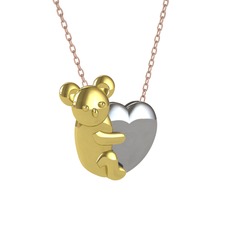 Koala Kalp Kolye - 14 ayar altın kolye (40 cm rose altın rolo zincir) #1l6gcv0