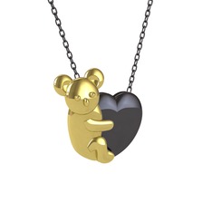 Koala Kalp Kolye - 14 ayar altın kolye (40 cm gümüş rolo zincir) #666frs