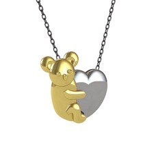 Koala Kalp Kolye - 14 ayar altın kolye (40 cm gümüş rolo zincir) #r36lk8