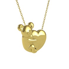 Koala Kalp Kolye - 18 ayar altın kolye (40 cm gümüş rolo zincir) #t0o6ai