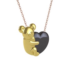 Koala Kalp Kolye - 14 ayar altın kolye (40 cm rose altın rolo zincir) #x9pur8