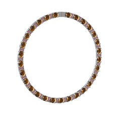 Vanea Kolye - Dumanlı kuvars ve kök yakut 8 ayar beyaz altın kolye #12k5imy