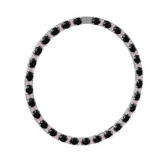 Vanea Kolye - Siyah zirkon ve pembe kuvars 8 ayar beyaz altın kolye #16juoxw