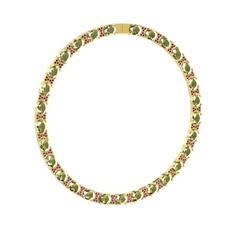 Vanea Kolye - Peridot ve rodolit garnet 8 ayar altın kolye #19fhchd