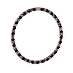 Vanea Kolye - Siyah zirkon ve lab safir 8 ayar rose altın kolye #1gxjjin