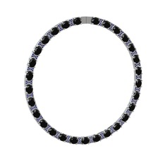 Vanea Kolye - Siyah zirkon ve lab safir 18 ayar beyaz altın kolye #1hef4fm